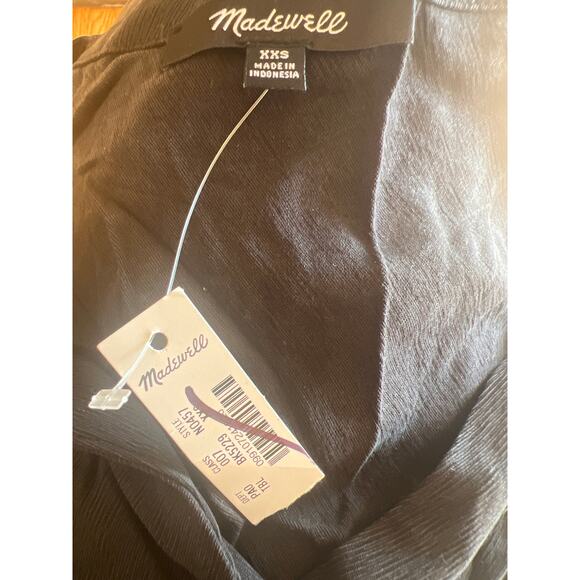 Madewell Black Lusterweave V-Neck Button Front Shirt NWT Size XXS - Picture 7 of 8